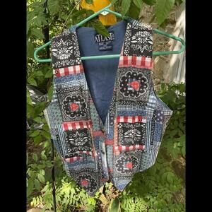 Vintage At Last  Y2K Americana Patchwork Look Vest Size Small